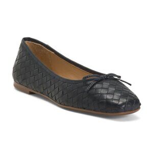 BERNARDO Made In Brazil Leather Gwynn Woven Ballerina Flats